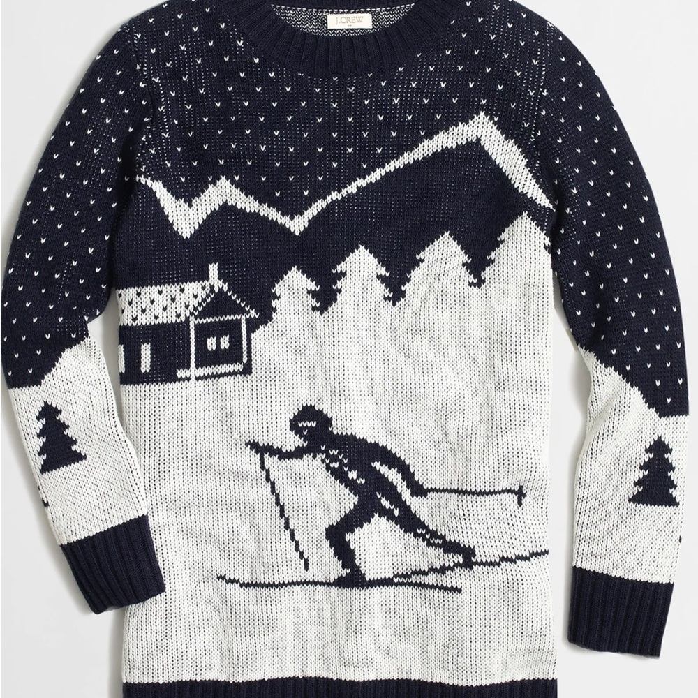 J Crew - Intarsia ski scene sweater